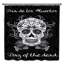 Day Of The Dead A Mexican Festival Dia De Los Muertos Greeting Card Flyer Poster Day Of The Dead Sugar Skull Vector Illustration Bath Decor 122512260