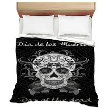Day Of The Dead A Mexican Festival Dia De Los Muertos Greeting Card Flyer Poster Day Of The Dead Sugar Skull Vector Illustration Bedding 122512260