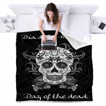 Day Of The Dead A Mexican Festival Dia De Los Muertos Greeting Card Flyer Poster Day Of The Dead Sugar Skull Vector Illustration Blankets 122512260