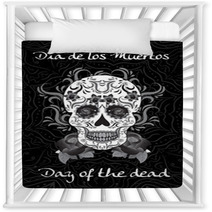 Day Of The Dead A Mexican Festival Dia De Los Muertos Greeting Card Flyer Poster Day Of The Dead Sugar Skull Vector Illustration Nursery Decor 122512260