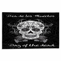 Day Of The Dead A Mexican Festival Dia De Los Muertos Greeting Card Flyer Poster Day Of The Dead Sugar Skull Vector Illustration Rugs 122512260
