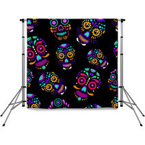 Day Of The Dead Colorful Sugar Skull With Floral Ornament And Flower Seamless Pattern Dia De Los Muertos The Pattern Is Made In Bright Colors Colorful Skulls For The Holiday Of The Dead Backdrops 175869464