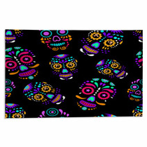 Day Of The Dead Colorful Sugar Skull With Floral Ornament And Flower Seamless Pattern Dia De Los Muertos The Pattern Is Made In Bright Colors Colorful Skulls For The Holiday Of The Dead Rugs 175869464