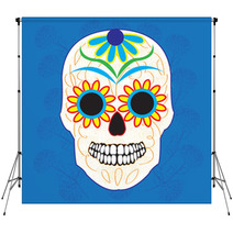 Day Of The Dead National Holiday In Mexico Colorful Skull Backdrops 110114038