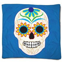 Day Of The Dead National Holiday In Mexico Colorful Skull Blankets 110114038