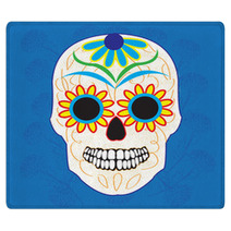 Day Of The Dead National Holiday In Mexico Colorful Skull Rugs 110114038