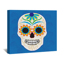 Day Of The Dead National Holiday In Mexico Colorful Skull Wall Art 110114038