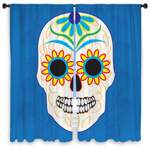 Day Of The Dead National Holiday In Mexico Colorful Skull Window Curtains 110114038