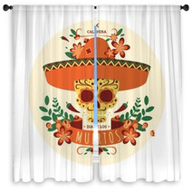 Day Of The Dead Skull Window Curtains 117792328