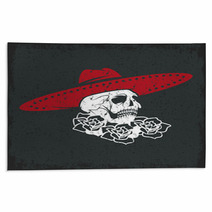 Day Of The Dead Skull With Flowers And Sombrero Dia De Los Muer Rugs 94799024
