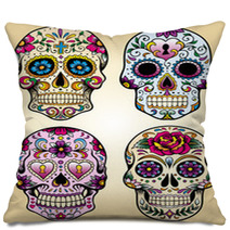Day Of The Dead Vector Illustration Set Pillows 41931152