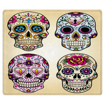 Day Of The Dead Vector Illustration Set Rugs 41931152