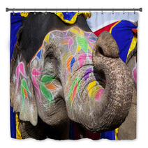 Decorated Elephant At The Elephant Festival In Jaipur Bath Decor 48891386