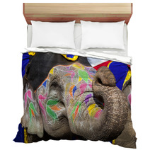 Decorated Elephant At The Elephant Festival In Jaipur Bedding 48891386
