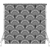 Decorative Floral Seamless Pattern With Black Flowers Backdrops 70816934