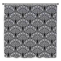 Decorative Floral Seamless Pattern With Black Flowers Bath Decor 70816934
