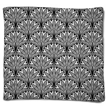 Decorative Floral Seamless Pattern With Black Flowers Blankets 70816934