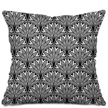 Decorative Floral Seamless Pattern With Black Flowers Pillows 70816934