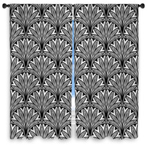 Decorative Floral Seamless Pattern With Black Flowers Window Curtains 70816934