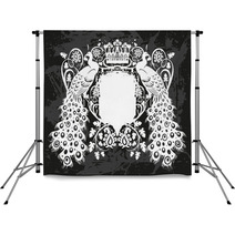 Decorative Frame With Crown And Peacock Backdrops 158410687