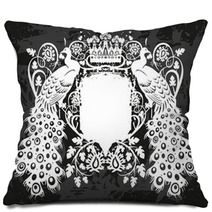 Decorative Frame With Crown And Peacock Pillows 158410687