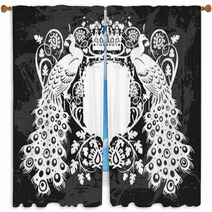 Decorative Frame With Crown And Peacock Window Curtains 158410687