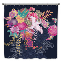 Decorative Kimono Floral Motif Bath Decor 59139029