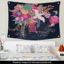 Decorative Kimono Floral Motif Wall Art 59139029