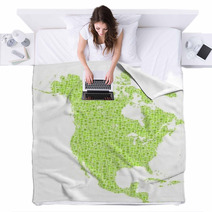 Decorative Map Of North America Continent Blankets 55090044