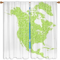 Decorative Map Of North America Continent Window Curtains 55090044
