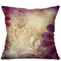 Decorative Violet Floral  Background Pillows 19762888