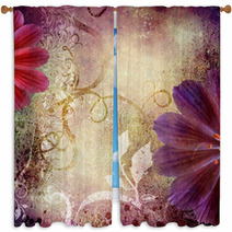 Decorative Violet Floral  Background Window Curtains 19762888