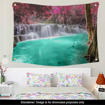 Deep Forest Waterfall In Kanchanaburi Wall Art 61492263