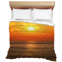 Deep Orange Color Sunset On The Beach Bedding 66569659
