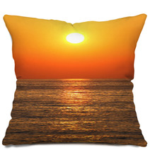 Deep Orange Color Sunset On The Beach Pillows 66569659