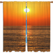 Deep Orange Color Sunset On The Beach Window Curtains 66569659