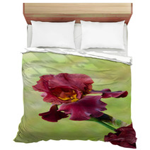 Deep Red Color Iris Flower Bedding 51887781