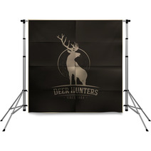 Deer Buck On Fool Moon Badge Backdrops 61495542