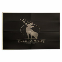 Deer Buck On Fool Moon Badge Rugs 61495542