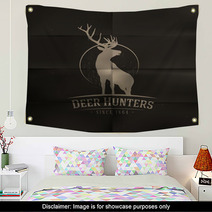 Deer Buck On Fool Moon Badge Wall Art 61495542
