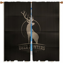 Deer Buck On Fool Moon Badge Window Curtains 61495542