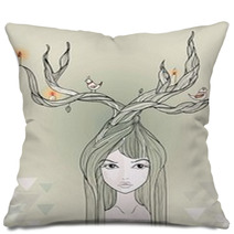 Deer Girl Pillows 60799543