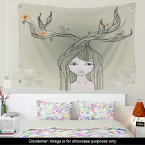 Deer Girl Wall Art 60799543