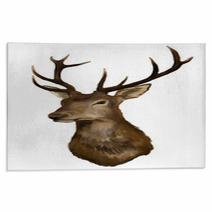 Deer Head On A White Background Rugs 40983724