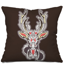 Deer Head Tattoo Design Pillows 58618447
