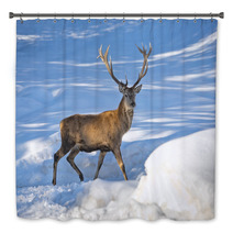 Deer On The Snow Background Bath Decor 70016485