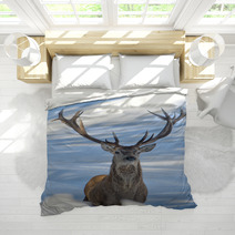 Deer On The Snow Background Bedding 62450692