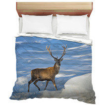 Deer On The Snow Background Bedding 70016485