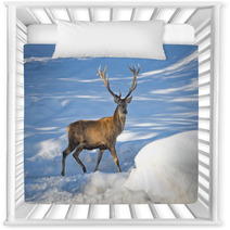 Deer On The Snow Background Nursery Decor 70016485