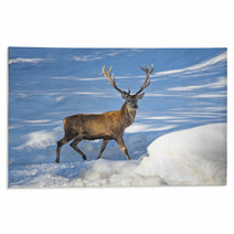 Deer On The Snow Background Rugs 70016485